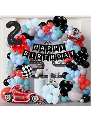 Yarış Arabası Yaş Rakamlı Doğum Günü Konsepti Parti Eğlence Kutlama Seti Formula