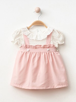 Lumia Baby Dantel Detaylı Kız Bebe Elbise Yaz Sezonu İçin Balon Kol ve Bebe Yaka Stil