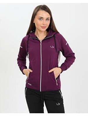 Kapüşonlu Şık Kadın 2'li Set Eşofman Takımı, Mor
