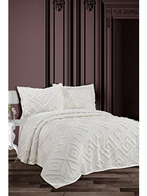 Iskandinav Çift Kişilik Yatak Örtüsü 240X250 ve 2 Adet Yastık Ekru