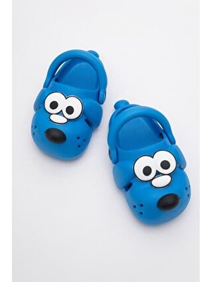 Doggy Mavi Köpek Figürlü Sevimli Günlük Bahçe Sahil Plaj Kreş Unisex Çocuk Terlik&sandalet
