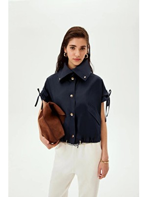 Allyco Bağcık Detaylı Pamuklu Kısa Kollu Gömlek