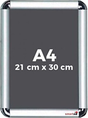 Nurline A4 Rondo Çerçeve Gri Metal Malzemeden Açılır Kapanır Aluminyum Görünümlü Kişiselleştirilebilir Afiş Belge Çerçevesi