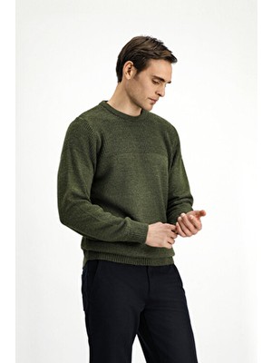 Bisiklet Yaka Regular Fit Desenli Triko Kazak