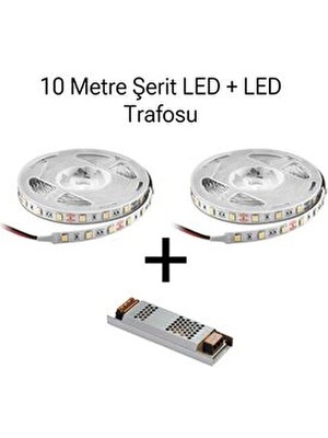 Şerit LED 10 Metre 5 Amper LED Trafosu Şerit LED 10 Metre Set Halinde Iç Mekan Gün Işığı