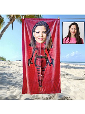 Belirtilmemiş Kişiye Özel Karikatür Fotoğraflı Kahraman Mikrofiber Plaj ve Spor Havlusu 1 Adet Düz Desen