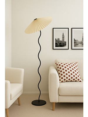 Snake Modern Lambader – Kırma Krem Şapka & Siyah Gövde | Lüks Dekoratif Aydınlatma