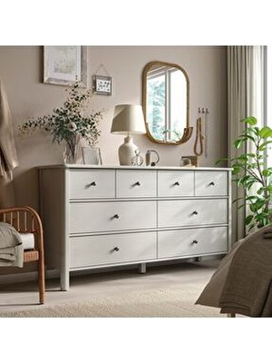 8 Çekmeceli Şifonyer, Açık Gri-Bej, 171X50X91 cm