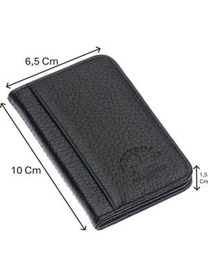 Westpolo Hakiki Deri Bol Kart Bölmeli Unisex Kartlık - Siyah