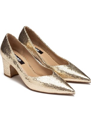 Kadın Yılan Desenli Gündelik Topuklu Ayakkabı 5000