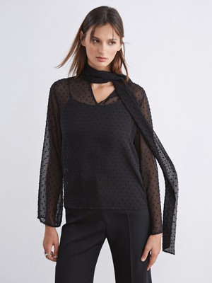 Lc Waikiki Yeni Sezon Şal Yaka Puantiyeli Şifon Bluz ve Atlet