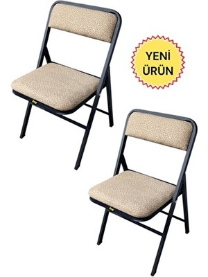 Katlanır Kamp Sandalyesi Piknik Sandalyesi Kahve Puffy Kumaş 2'li