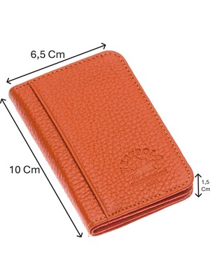 Westpolo Hakiki Deri Bol Kart Bölmeli Unisex Kartlık - Turuncu