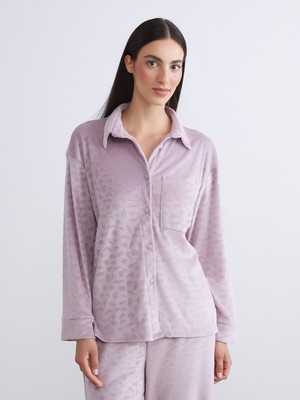 Lc Waikiki Yeni Sezon Gömlek Yaka Kadife Kadın Pijama Takımı