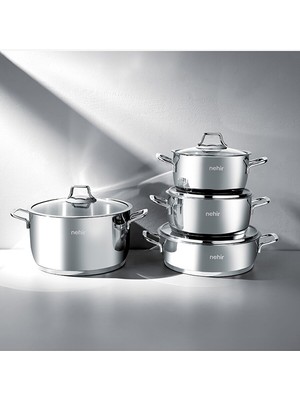 Silver Klasik 8 Parça Paslanmaz Çelik Tencere Seti