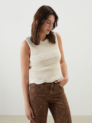 Lc Waikiki Yeni Sezon Bisiklet Yaka Ajurlu Kadın Triko Süveter