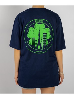 Urban Vibes Unisex - Tokyo Skyline Lacivert Oversize Tişört