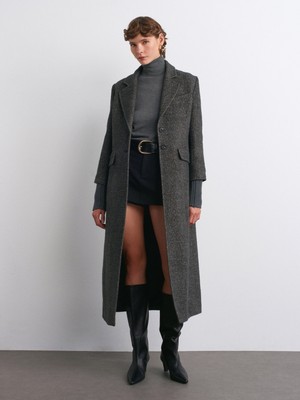 65478 Triko Kol Detaylı Kaban-Antrasit