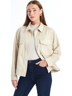 Lc Waikiki Yeni Sezon Gömlek Yaka Kadın Süet Görünümlü Ceket