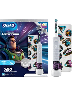 D100 Vitality Lightyear Ekstra Yumuşak Şarj Edilebilir Çocuk Diş Fırçası ve Seyahat Kabı