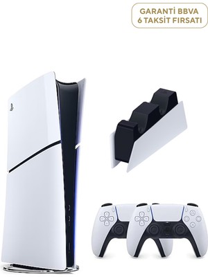 SONY Playstation 5 1 Tb Slim Digital Edition Oyun Konsolu + 2. Ps5 Kol  + Ps5 Şarj Istasyonu