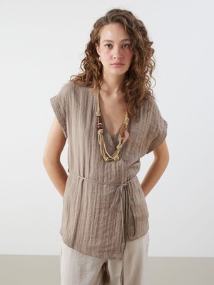 Lc Waikiki Yeni Sezon Kruvaze Yaka Dokulu Bluz