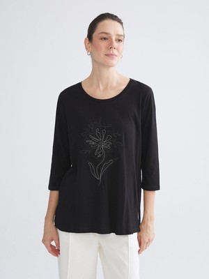 Lc Waikiki Yeni Sezon Bisiklet Yaka Çiçek Nakışlı Bluz