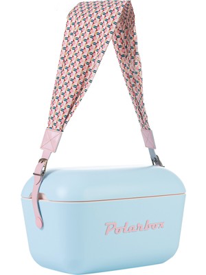 Prinkstyle Geometric Classic Pamuk ve Deri Kayışlı Sky Blue Baby Pink Soğuk ve Sıcak Tutucu Termal Çanta 20 Lt