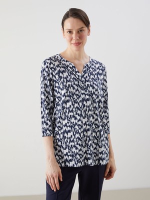 Lc Waikiki Yeni Sezon Kaçık Yaka Desenli Kadın Bluz
