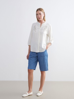 Lc Waikiki Yeni Sezon Beli Lastikli Bermuda Fit Kadın Jean Şort