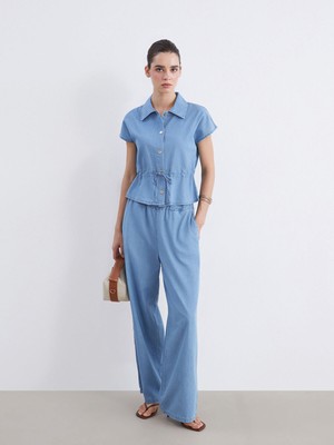 Lc Waikiki Yeni Sezon Beli Lastikli Wideleg Kadın Jean Pantolon