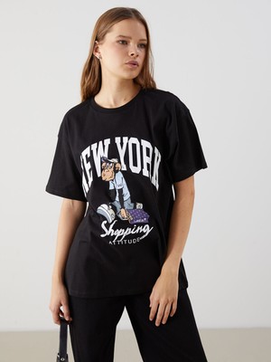 Lc Waikiki Yeni Sezon Nostaljik Maymun Baskılı Kadın Tişört