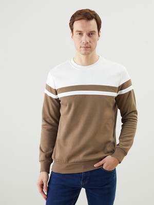 Lc Waikiki Yeni Sezon Bisiklet Yaka Uzun Kollu Renk Bloklu Erkek Sweatshirt