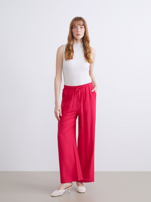 Lc Waikiki Yeni Sezon Beli Lastikli Keten Görünümlü Kadın Pantolon