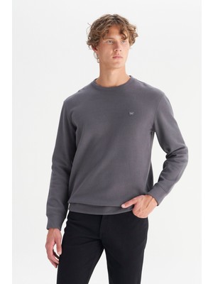Pamuklu Regular Fit Normal Kesim Bisiklet Yaka Selanik Örgü Sweatshirt