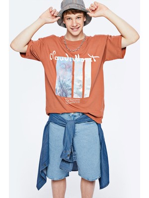 Lc Waikiki Yeni Sezon Bisiklet Yaka Claude Monet Baskılı Genç Erkek Tişört