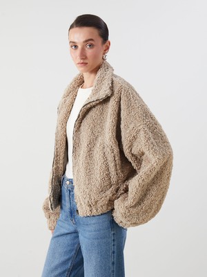 Lc Waikiki Yeni Sezon Gömlek Yaka Kadın Pelüş Mont