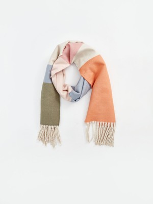 Lc Waikiki Yeni Sezon Püsküllü Renk Bloklu Kadın Atkı