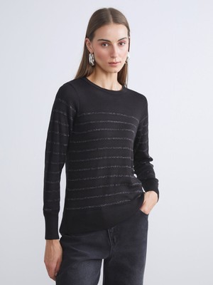 Lc Waikiki Yeni Sezon Bisiklet Yaka Çizgili Kadın Triko Kazak