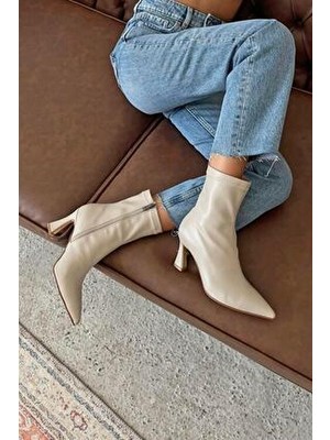 Straswans Poppin Kadın Pino Ökçe  Deri  Bot Bej