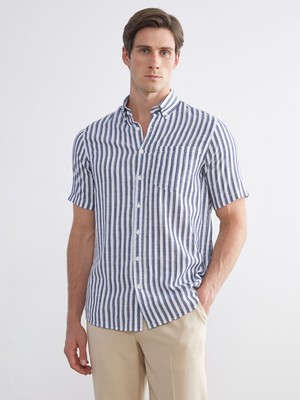 Lc Waikiki Yeni Sezon Regular Fit Kısa Kollu Çizgili Erkek Gömlek