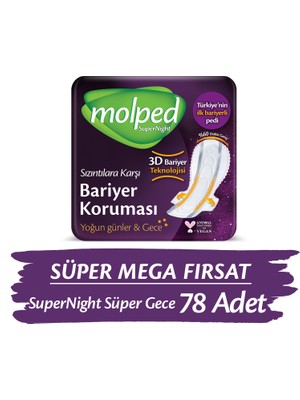 Molped Supernight Hijyenik Ped  Süper Gece Süper Mega Fırsat Paketi 78 Adet