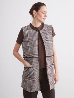 Lc Waikiki Yeni Sezon Bisiklet Yaka Ekose Kadın Yelek