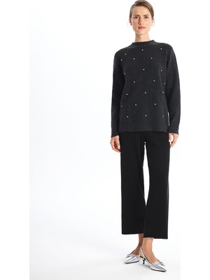 Lc Waikiki Yeni Sezon Beli Lastikli Düz Geniş Paça Kadın Triko Pantolon