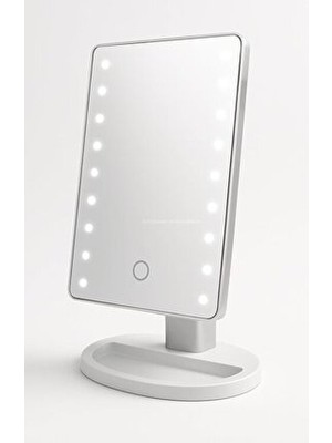 LED Işıklı Masa Üstü Makyaj Aynası Dokunmatik 3 Işık Modlu USB Kablolu Aydınlatmalı Ayna