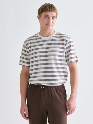 Lc Waikiki Yeni Sezon Bisiklet Yaka Çizgili Penye Erkek Tişört