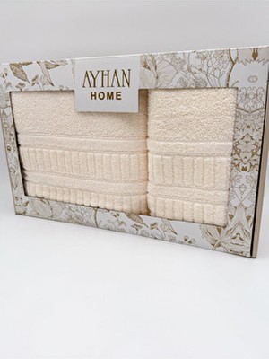 2'li Jakarlı Kutulu Banyo Havlu Hamam Takımı 1 Adet 90X150, 1 Adet 50X90