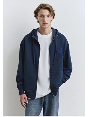 Mavi Fermuarlı Kapüşonlu Lacivert Sweatshirt 0S10392-89353