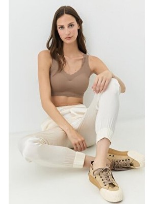 C&city Balensiz Dikişsiz Sütyen Çıkarılabilir Pedli 1013 Cappucino Örme Kumaş Atma Kap Konforlu Tasarım