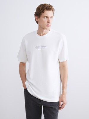 Lc Waikiki Yeni Sezon Bisiklet Yaka Baskılı Penye Erkek Tişört